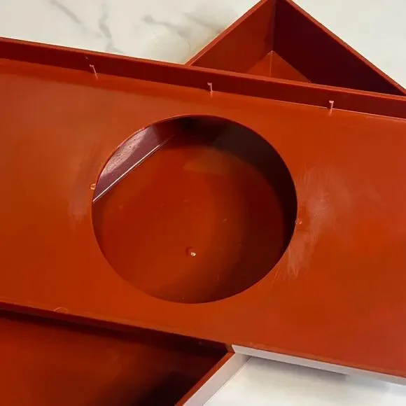 Vintage Retro Aquetta Ware Tissue Kleenex Holder Red Butterfly Floral Leaf MCM - Picture 12 of 13